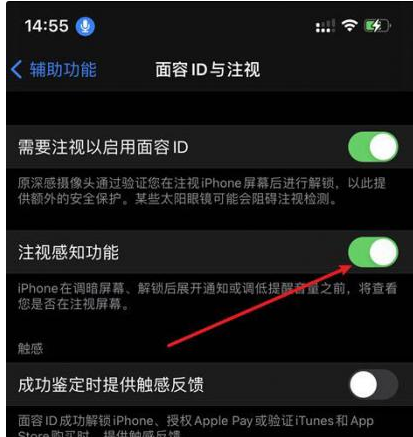 青松乡苹果14维修网点分享iPhone14注视感知功能有什么用 